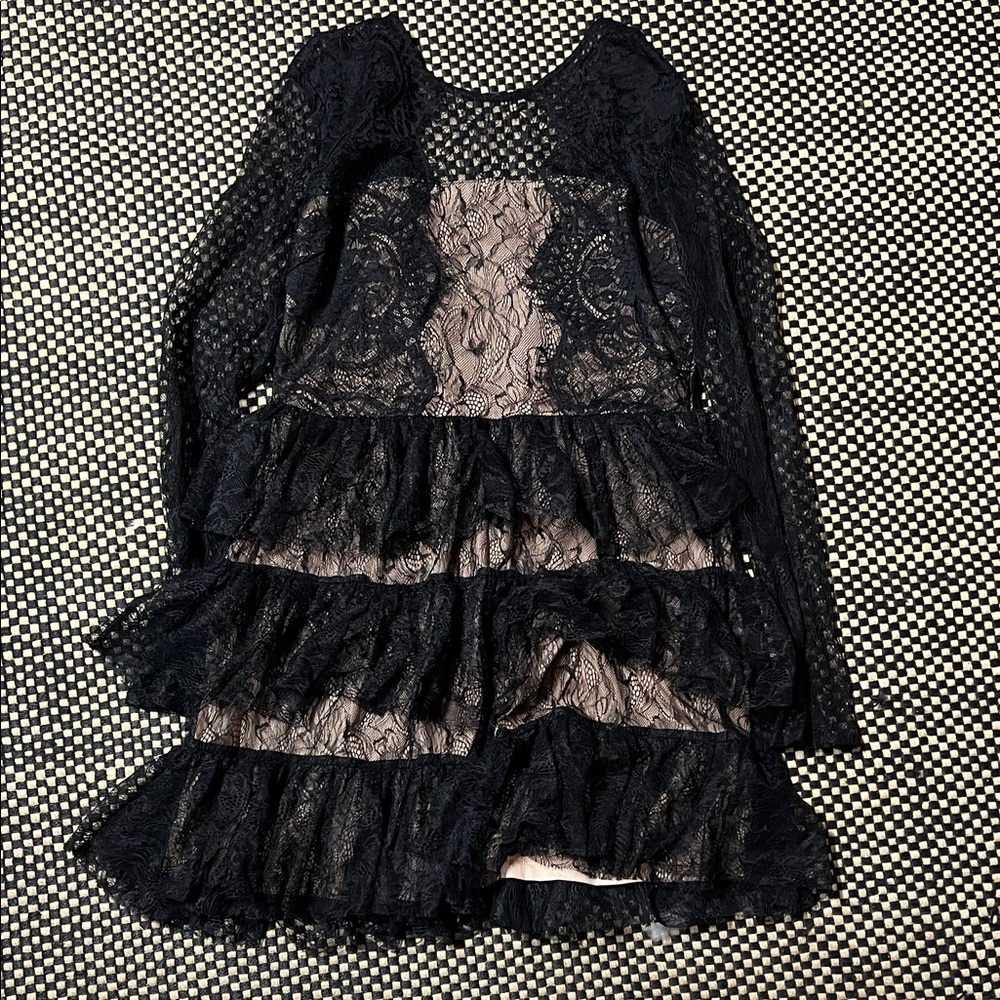 DO+BE Black and Cream Lace Kids Dress